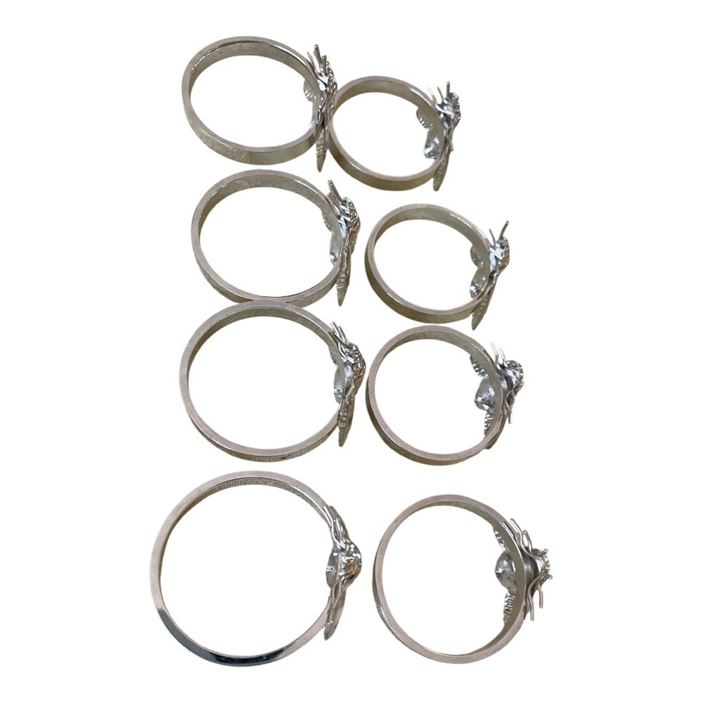 Napkin Rings, 8 Shiny Silver Metal Bees, 2” x 1 1/2”, Fun Addition to a Table! - Picture 3 of 5